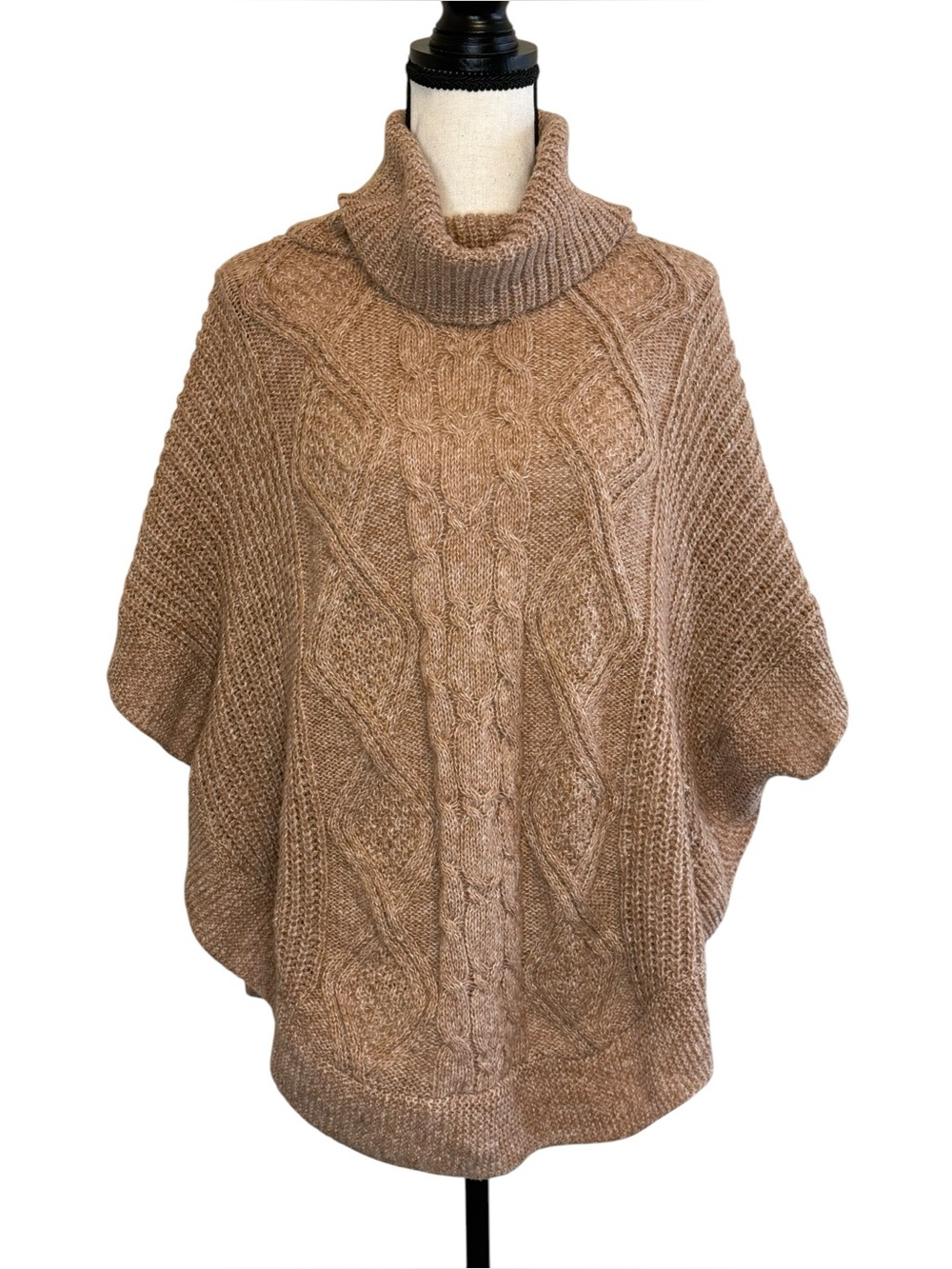 Vince Camuto Cozy Cable-Knit Turtleneck Poncho Sweater